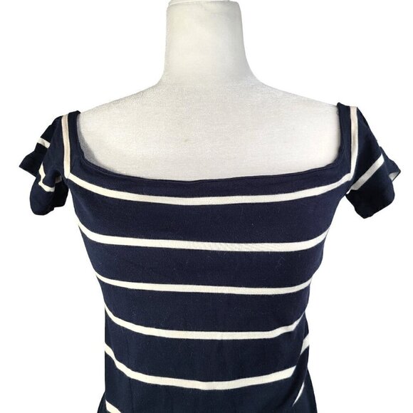 Armani Exchange Striped Black White off shoulder Bodycon Mini Dress - Picture 2 of 6